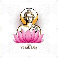 glücklich Buddha Purnima oder vesak Tag Karte mit Gautam Buddha Design vektor