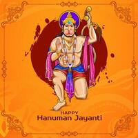 Lycklig hanuman jayanti hindu religiös festival bakgrund design vektor