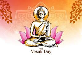 glücklich Buddha Purnima oder vesak Tag Karte mit Gautam Buddha Design vektor
