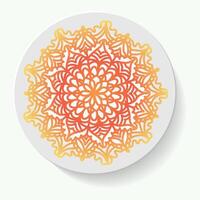 dekorativ tallrik med runda prydnad i etnisk stil. mandala cirkulär abstrakt blommig mönster. mode bakgrund med utsmyckad maträtt. vektor