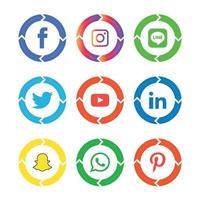 Social Media flache Icons Technologie, Netzwerk. Hintergrund-Gruppe Smiley-Gesicht-Verkauf. teilen, mögen, vektorillustration twitter, youtube, whatsapp, snapchat, facebook, instagram, tick tack, tok vektor