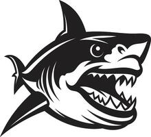 räuberisch Majestät schwarz Hai Emblem ozeanisch Apex elegant schwarz Hai im vektor