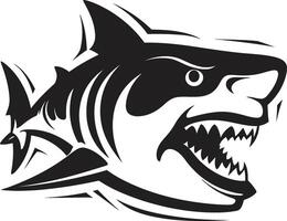 våldsam fenor svart för svart haj under vattnet dominans elegant svart haj emblem vektor
