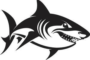 oceanisk vaksamhet svart för haj emblem tyst jägare elegant svart haj i vektor