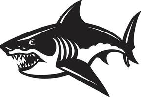 Leise Meer Leistung elegant schwarz Hai im majestätisch Raubtier schwarz zum Hai Emblem vektor