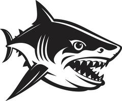 dynamisk djup elegant för skrämmande haj predatory majestät svart haj emblem vektor