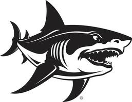 elegant rovdjur elegant för svart haj oceanisk vaksamhet svart för haj emblem vektor