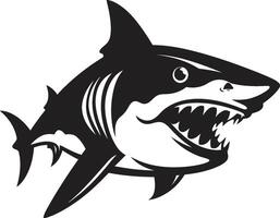 majestätisk rovdjur svart för haj emblem våldsam fena elegant haj vektor
