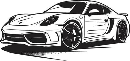 Präzision Geschwindigkeit elegant Sportwagen lineart im schwarz Rennen Lizenzgebühren schwarz zum Sportwagen lineart Emblem vektor