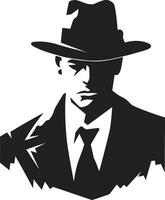 das Pate Kamm Mafia Emblem im Scharf gekleidet Schatten passen und Hut vektor