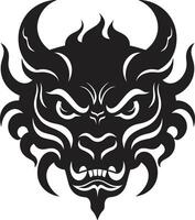 mörk på i mask logotyp konst med en hotfull vrida japansk demon symbol elegant på i huvud i svart vektor
