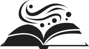 Wissen entfesselt schick schwarz Symbol mit Buch Illustration noir Buch Grafik stilvoll Emblem Design mit öffnen Buch vektor
