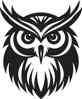 Mondschein Eule Grafik schick schwarz Symbol zum ein fesselnd Marke Bild Adler Augen Weisheit noir inspiriert Eule Logo Design vektor