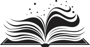 kunskap avtäckt mörk bok ikon illustration för modern branding litterär väsen samtida svart logotyp med elegant öppen bok design vektor