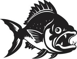 unter Wasser Angriff glatt Silhouette im Fett gedruckt schwarz zahnig Drohung elegant schwarz Logo Design mit stilvoll Piranha Kunst vektor