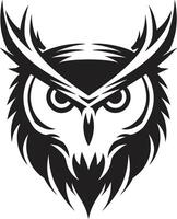 Nacht Uhr glatt Eule Symbol Illustration im noir schwarz Adler Augen Weisheit noir inspiriert Eule Logo Design zum ein fesselnd Marke Bild vektor