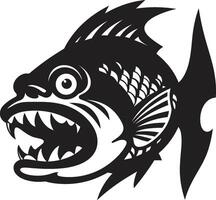 bedrohlich Raubtier Emblem stilvoll Symbol zum ein modern Marke Bild rücksichtslos Jäger Symbol elegant schwarz Emblem mit glatt Piranha vektor
