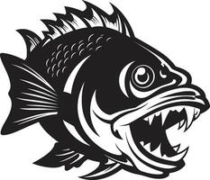 våldsam fenor ikon elegant illustration för en modern se noir piranha ge sig på mörk ikon med invecklad piranha design vektor