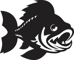 under vattnet hot elegant svart emblem för en fängslande se rakapparat tänder släpptes loss samtida logotyp med eleganta piranha vektor