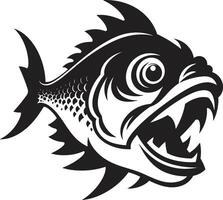 käftar av kaos chic svart ikon med elegant piranha design toothy skräck invecklad logotyp för en fängslande varumärke identitet vektor