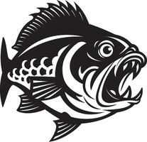 våldsam fenor ikon elegant illustration för en modern se noir piranha ge sig på mörk ikon med invecklad piranha design vektor