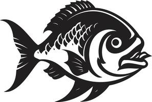 toothy hot invecklad piranha design i noir svart hotfull rovdjur emblem eleganta ikon för en modern varumärke bild vektor