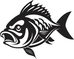 vatten- överfall släpptes loss eleganta svart emblem med piranha silhuett våldsam fenor ikon elegant illustration för en modern se vektor