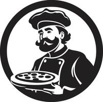 kulinariska herravälde minimalistisk emblem för en modern pizzeria noir pizza hantverk elegant svart ikon illustration för ljuvlig branding vektor