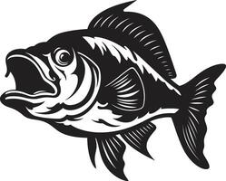 räuberisch beißen stilvoll Symbol Illustration mit glatt Piranha Silhouette unter Wasser Bedrohung schick schwarz Emblem mit modern berühren vektor