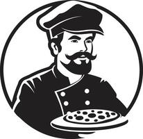 Pizza Handwerker glatt schwarz Logo Design mit modern berühren kulinarisch Meisterschaft stilvoll Emblem zum ein köstlich Pizzeria vektor