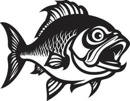 toothy skräck invecklad logotyp för en fängslande varumärke identitet vatten- överfall släpptes loss eleganta svart emblem med piranha silhuett vektor