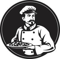 Pizza Kunst entfesselt elegant schwarz Emblem zum modern branding aromatisch Schaffung stilvoll Logo mit kompliziert kulinarisch Kunst vektor