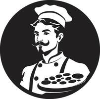 Bohnenkraut Scheibe entfesselt dunkel Symbol zum ein fesselnd Bild Pizza Kunst entfesselt elegant schwarz Logo mit modern kulinarisch berühren vektor