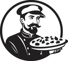 kulinariska herravälde minimalistisk emblem för en modern pizzeria noir pizza hantverk elegant svart ikon illustration för ljuvlig branding vektor