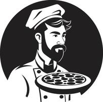 smak känsla elegant logotyp med djärv svart kulinariska design kulinariska herravälde invecklad svart emblem för en modern pizzeria se vektor