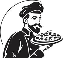 Bohnenkraut Scheibe entfesselt dunkel Symbol zum ein fesselnd Bild Pizza Kunst entfesselt elegant schwarz Logo mit modern kulinarisch berühren vektor