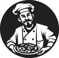 Pizza Kunst entfesselt elegant schwarz Logo mit modern kulinarisch berühren aromatisch Schaffung stilvoll Emblem zum ein lecker Marke vektor