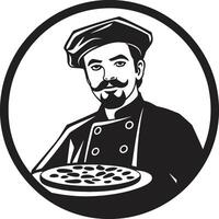 välsmakande skiva släpptes loss mörk ikon för en fängslande bild pizza artisteri släpptes loss elegant svart logotyp med modern kulinariska Rör vektor