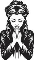 lugn Rör svart ikon design av bön- kvinnors händer himmelsk konturer ikoniska bön- kvinna händer i svart vektor