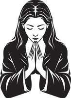 lugn hyllningar svart ikon av bön- kvinnors händer helig symmetri bön- kvinna händer logotyp i svart vektor