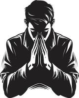 ikoniska fromhet logotyp design av bön- händer lugn andlighet bön- händer ikon i svart vektor