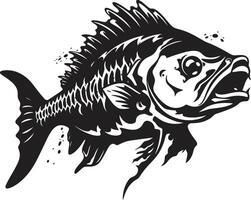 bösartig Wirbeltier Emblem schwarz Design zum Raubtier Fisch Skelett Spuk Vorbote minimalistisch schwarz Symbol Design zum Raubtier Fisch Skelett vektor