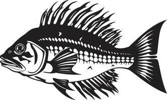 Knochen chillen Gegenwart Logo von Raubtier Fisch Skelett im schwarz makaber Morphologie schwarz ikonisch Raubtier Fisch Skelett Design vektor