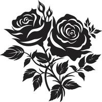 elegant Umarmung schwarz Symbol Design zum Rose Strauß Logo opulent noir schwarz Symbol Design zum Rose Strauß Emblem vektor