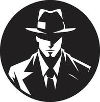 sammet vendetta maffia emblem i elegant syndikat kostym och hatt vektor