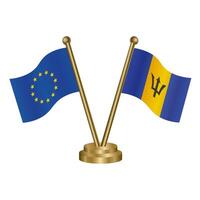 europäisch Union und Barbados Tabelle Flaggen. Vektor Illustration