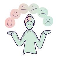 Illustration Darstellen Konzepte mögen Handhabung Emotionen, Bewältigung mit Emotionen, wird bearbeitet Emotionen oder ausdrücken Emotionen. bearbeitbar Schlaganfall und Farben. vektor