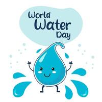 Post Vorlage Welt Wasser Tag Illustration. süß Wasser fallen Charakter. vektor