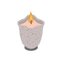 Verbrennung Kerze im Beton Tasse. Aroma Kerze im Scandi Stil Illustration auf Weiß Hintergrund. vektor