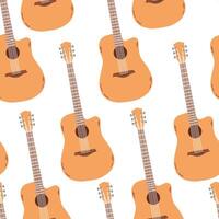 akustisk gitarr sömlös mönster. musikalisk instrument bakgrund för utskrift på tyg, förpackning, papper. vektor